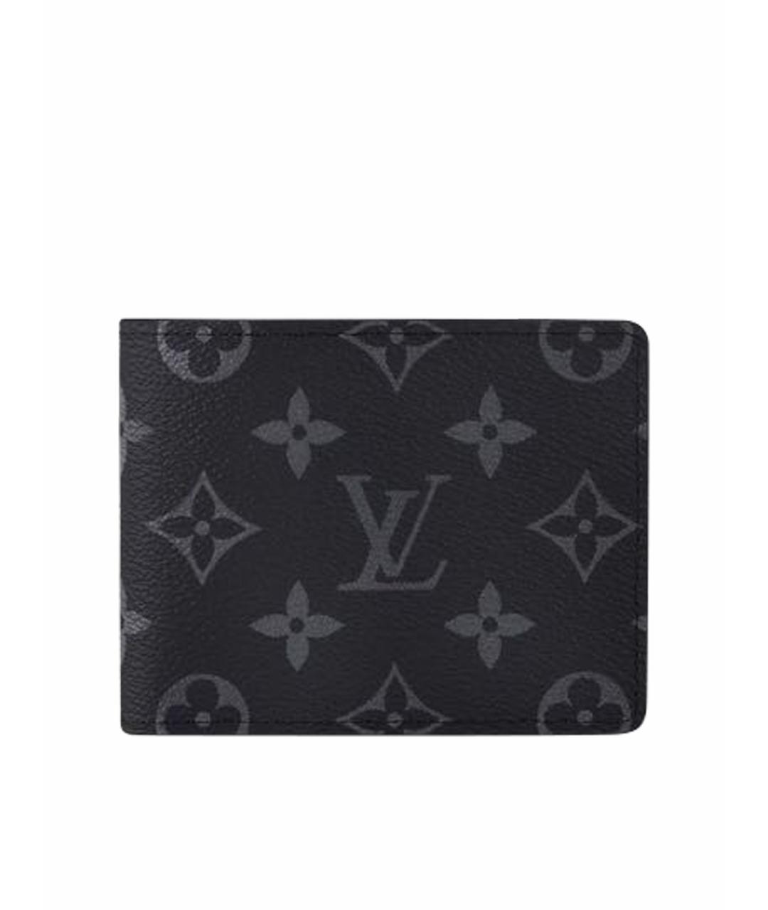 LOUIS VUITTON Антрацитовый кожаный кошелек, фото 1