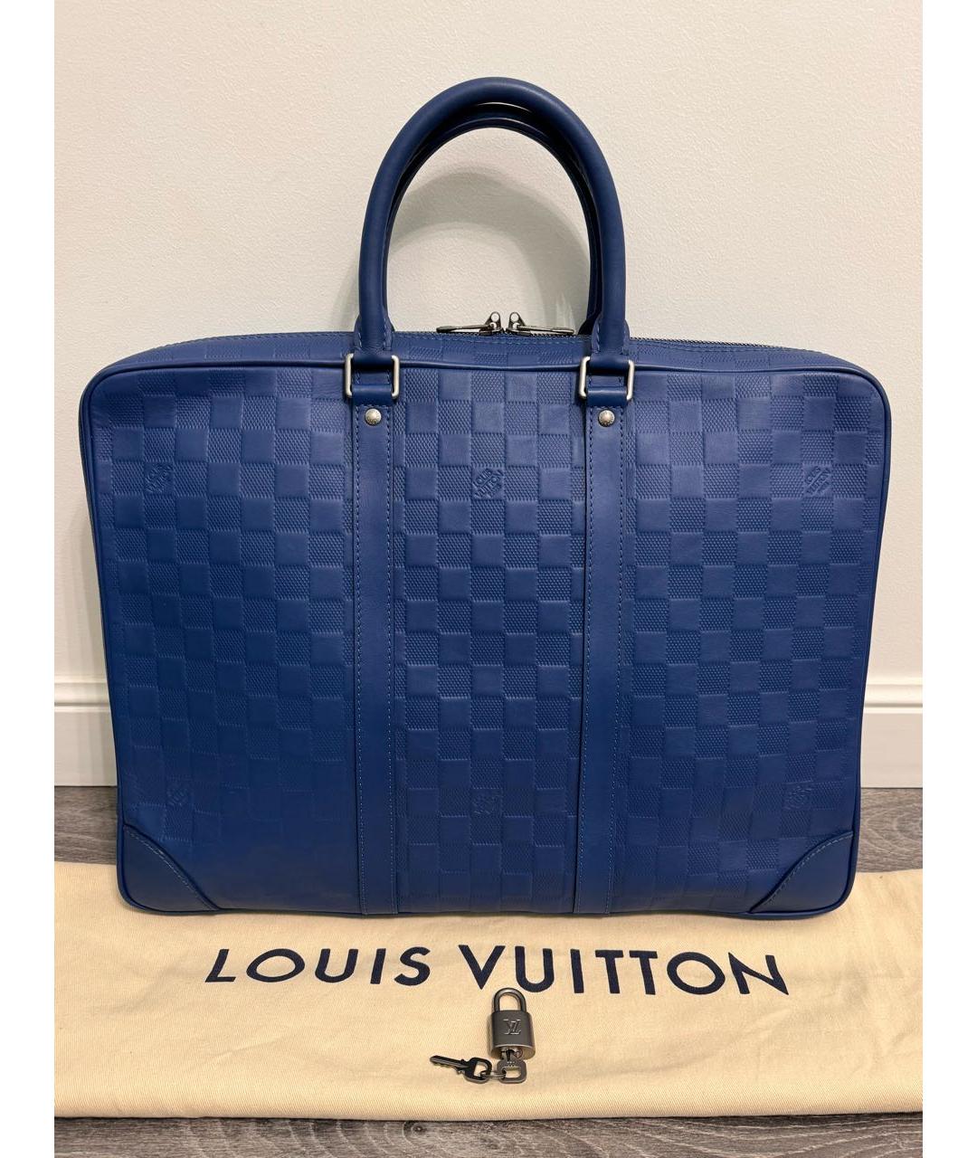 LOUIS VUITTON Синий кожаный портфель, фото 9