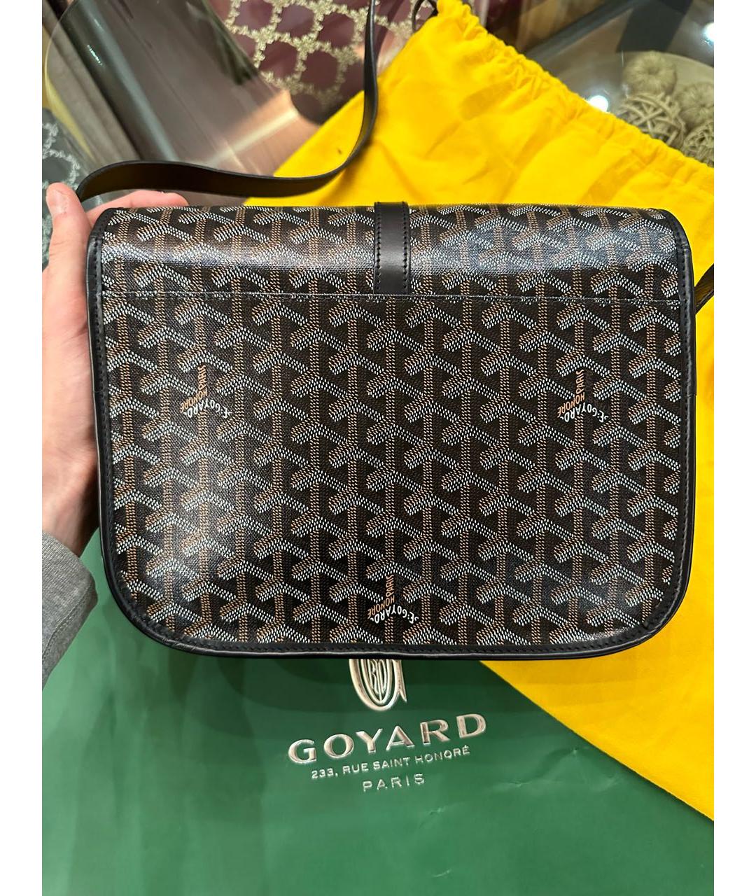 GOYARD Черная кожаная сумка на плечо, фото 3