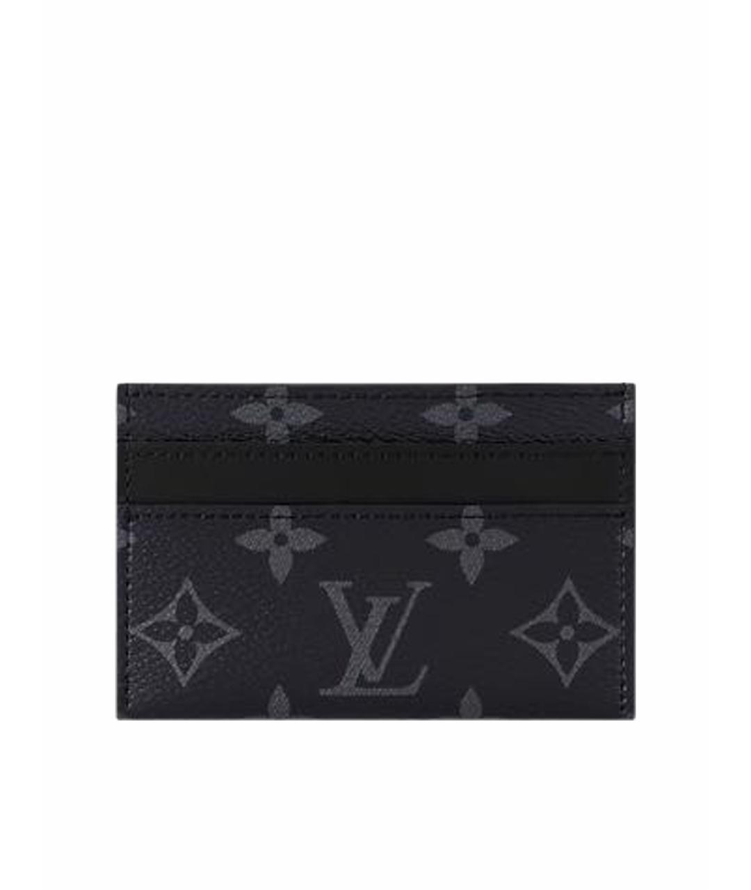 LOUIS VUITTON Антрацитовый кожаный кардхолдер, фото 1