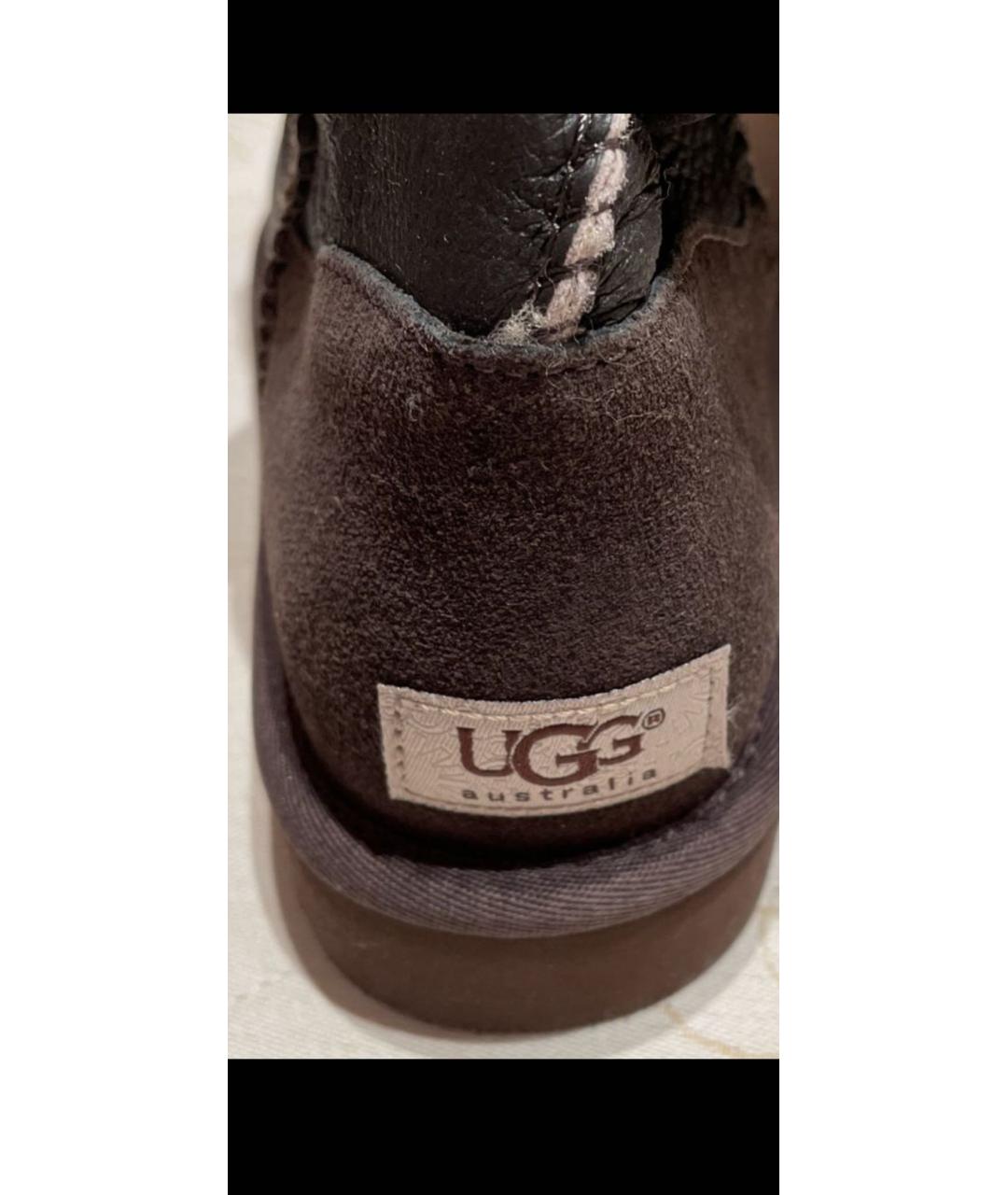 UGG AUSTRALIA Коричневые кожаные сапоги, фото 3