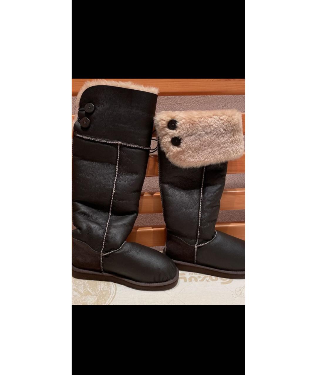 UGG AUSTRALIA Коричневые кожаные сапоги, фото 2