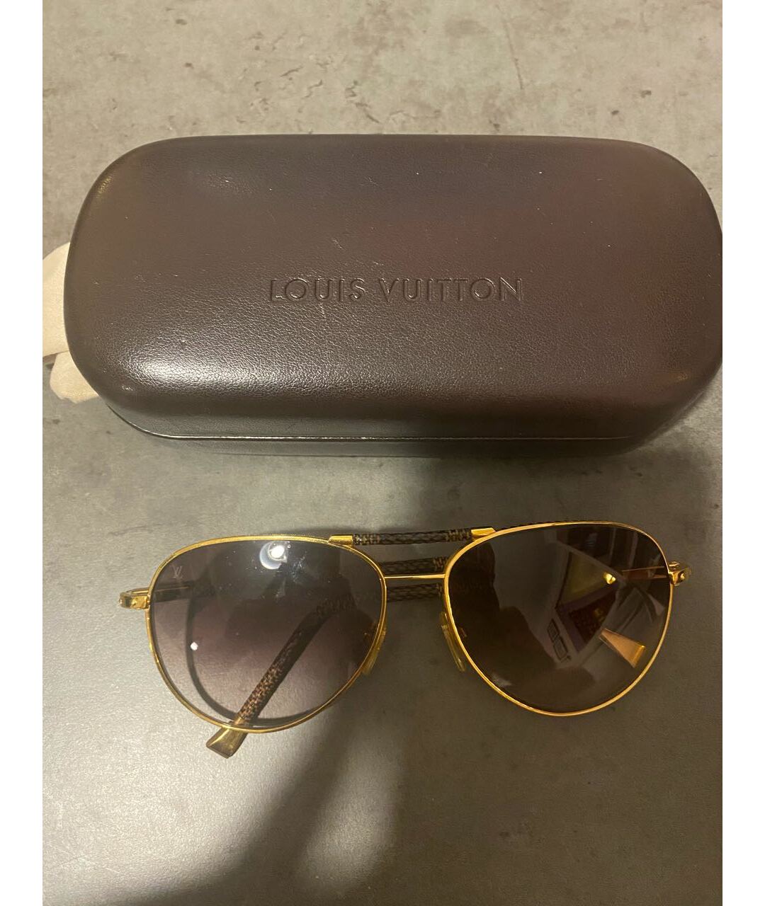LOUIS VUITTON PRE-OWNED Коричневые металлические солнцезащитные очки, фото 5