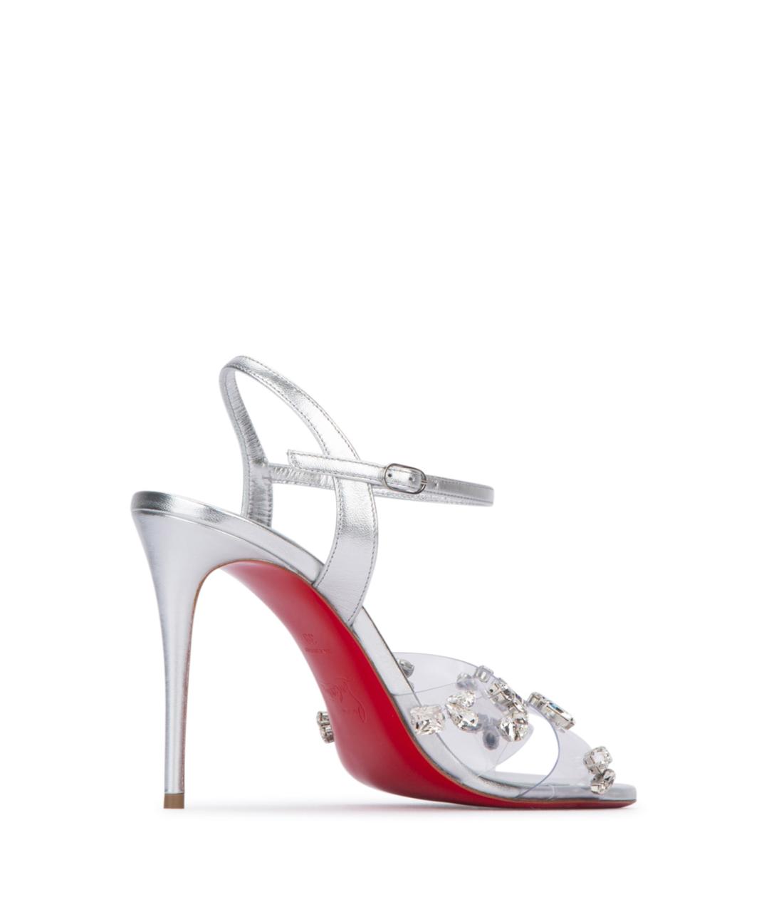 CHRISTIAN LOUBOUTIN Серебряные синтетические босоножки, фото 3