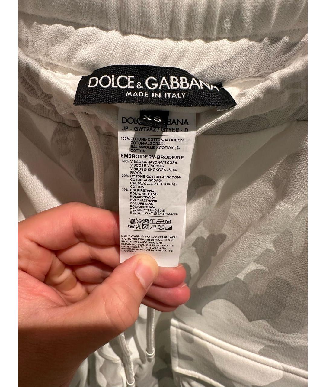 DOLCE&GABBANA Белые хлопковые повседневные брюки, фото 3