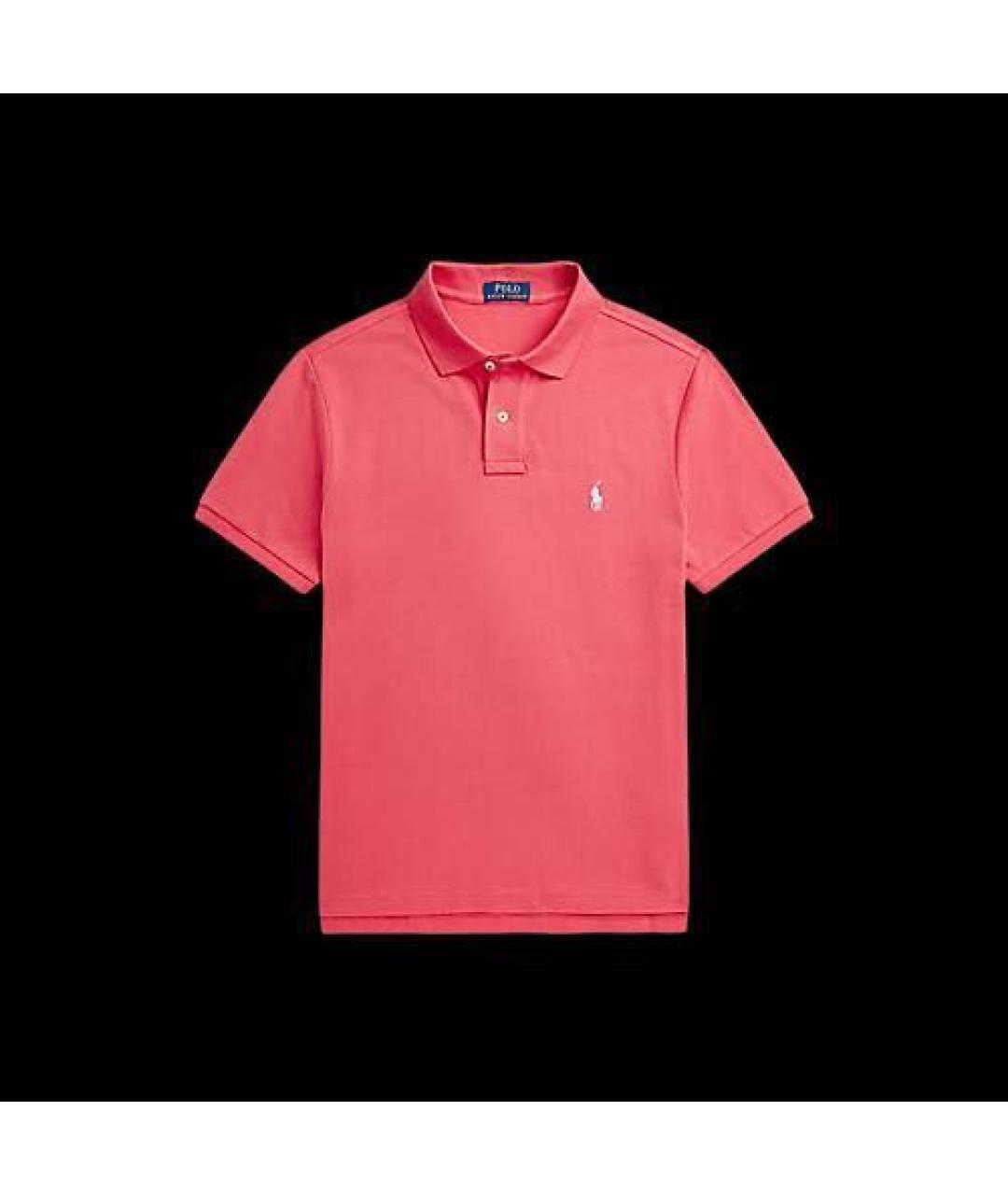 POLO RALPH LAUREN Коралловое хлопковое поло с коротким рукавом, фото 4