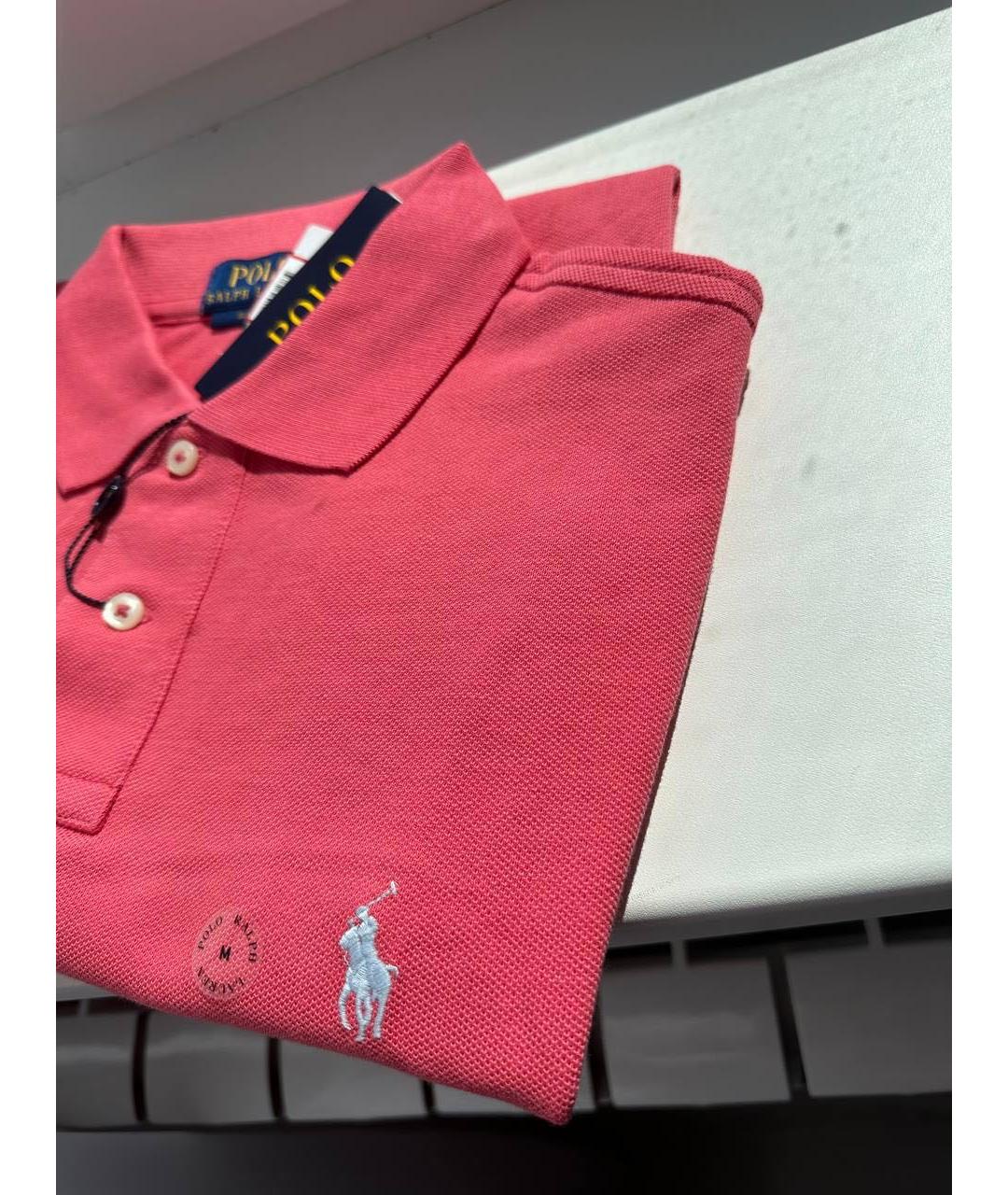 POLO RALPH LAUREN Коралловое хлопковое поло с коротким рукавом, фото 2