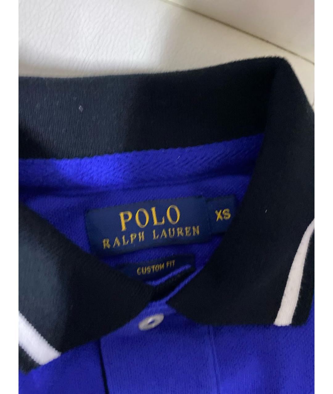 RALPH LAUREN Синее хлопковое поло с коротким рукавом, фото 4