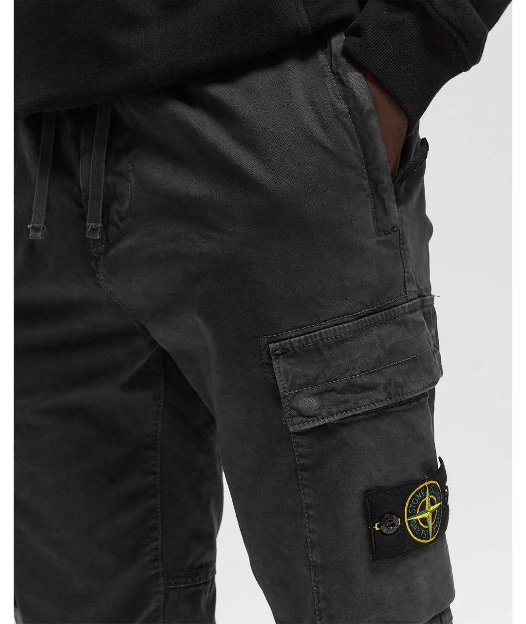 STONE ISLAND Антрацитовые хлопковые повседневные брюки, фото 4