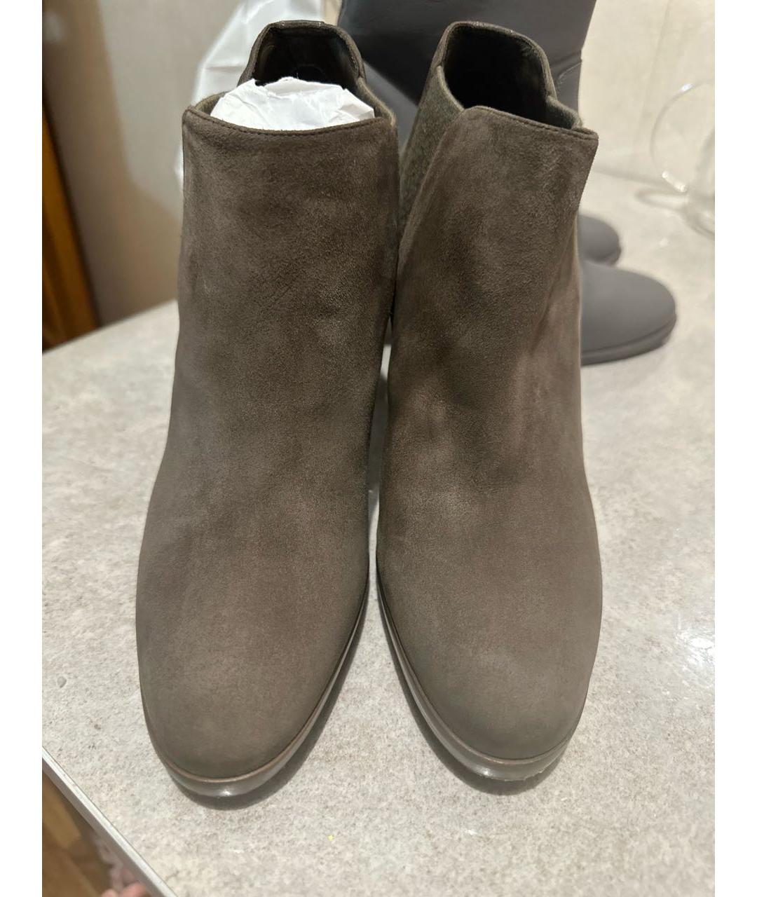 LORO PIANA Коричневые замшевые ботильоны, фото 2