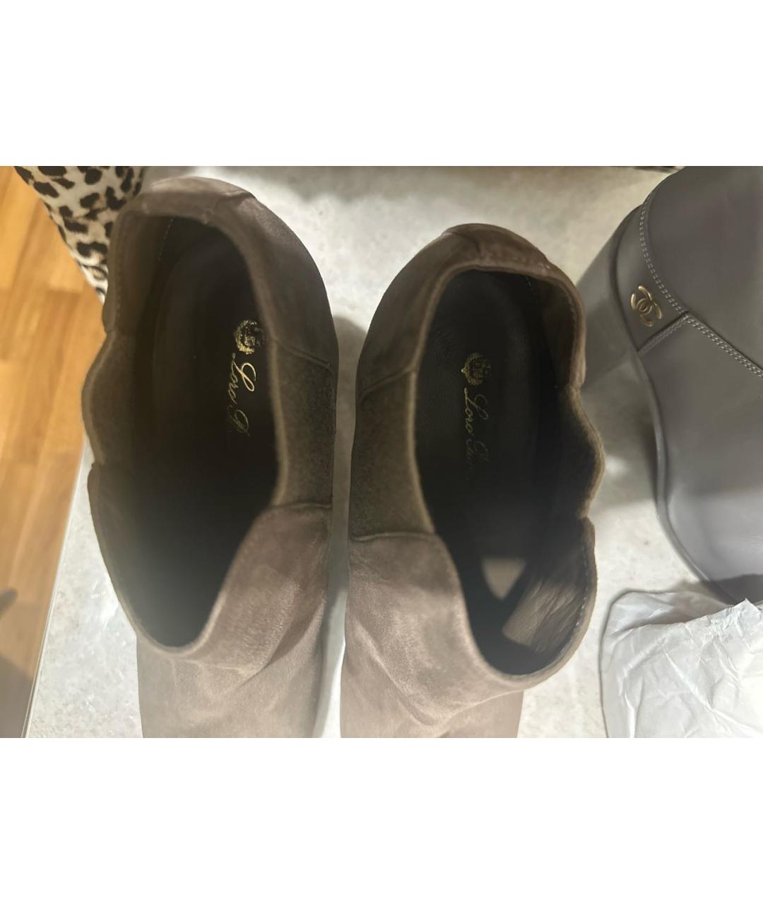 LORO PIANA Коричневые замшевые ботильоны, фото 3