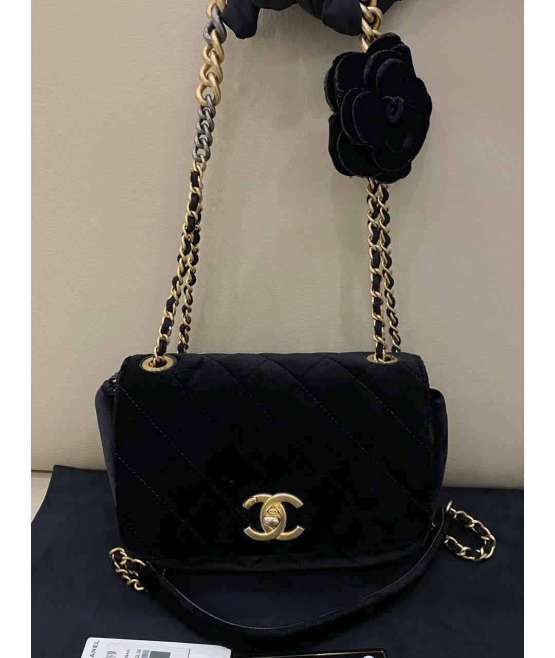 CHANEL Черная бархатная сумка через плечо, фото 2