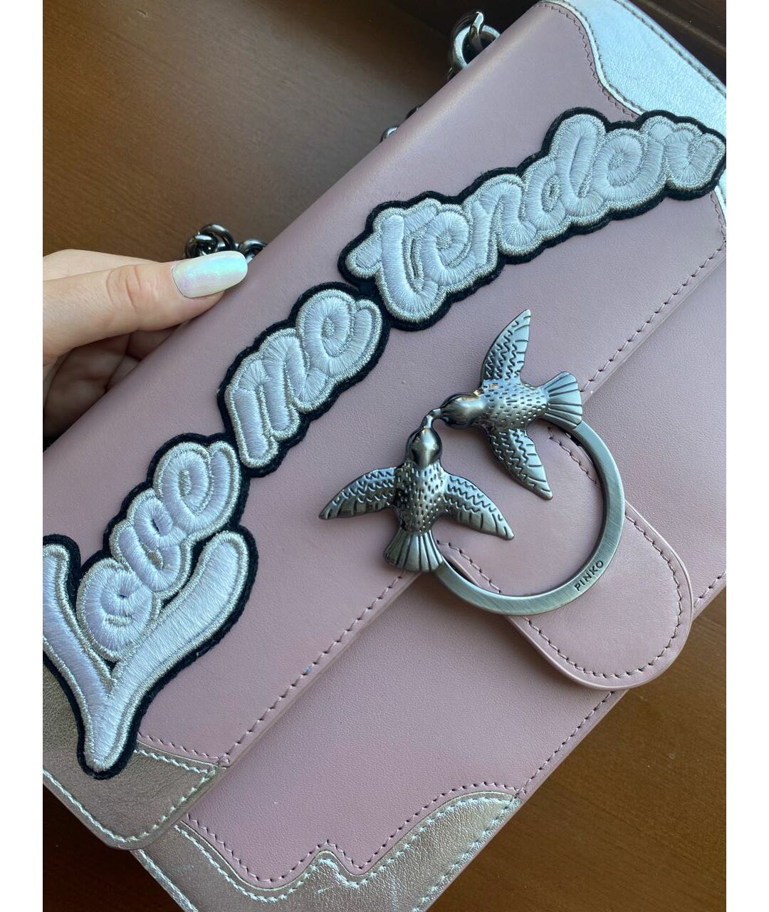 PINKO Розовая кожаная сумка тоут, фото 7