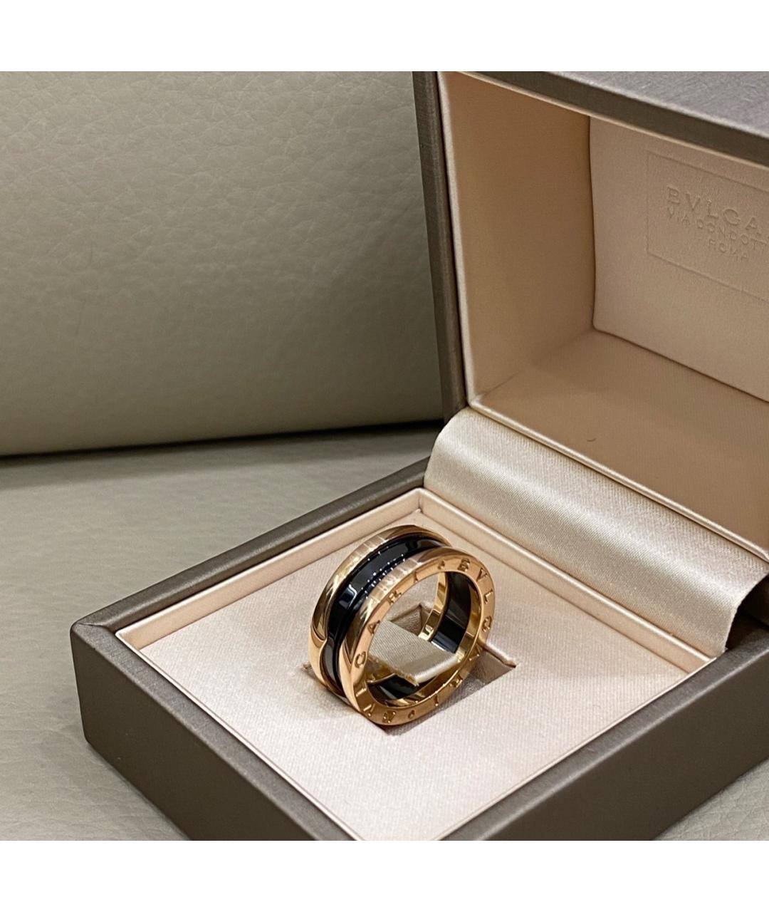 BVLGARI Черное кольцо из розового золота, фото 4