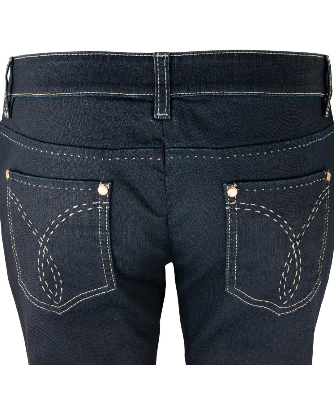 VERSACE Темно-синие хлопко-эластановые прямые джинсы, фото 6