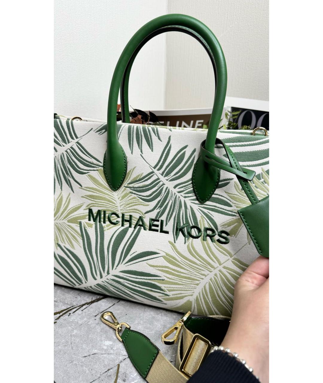 MICHAEL KORS Зеленая тканевая сумка тоут, фото 3