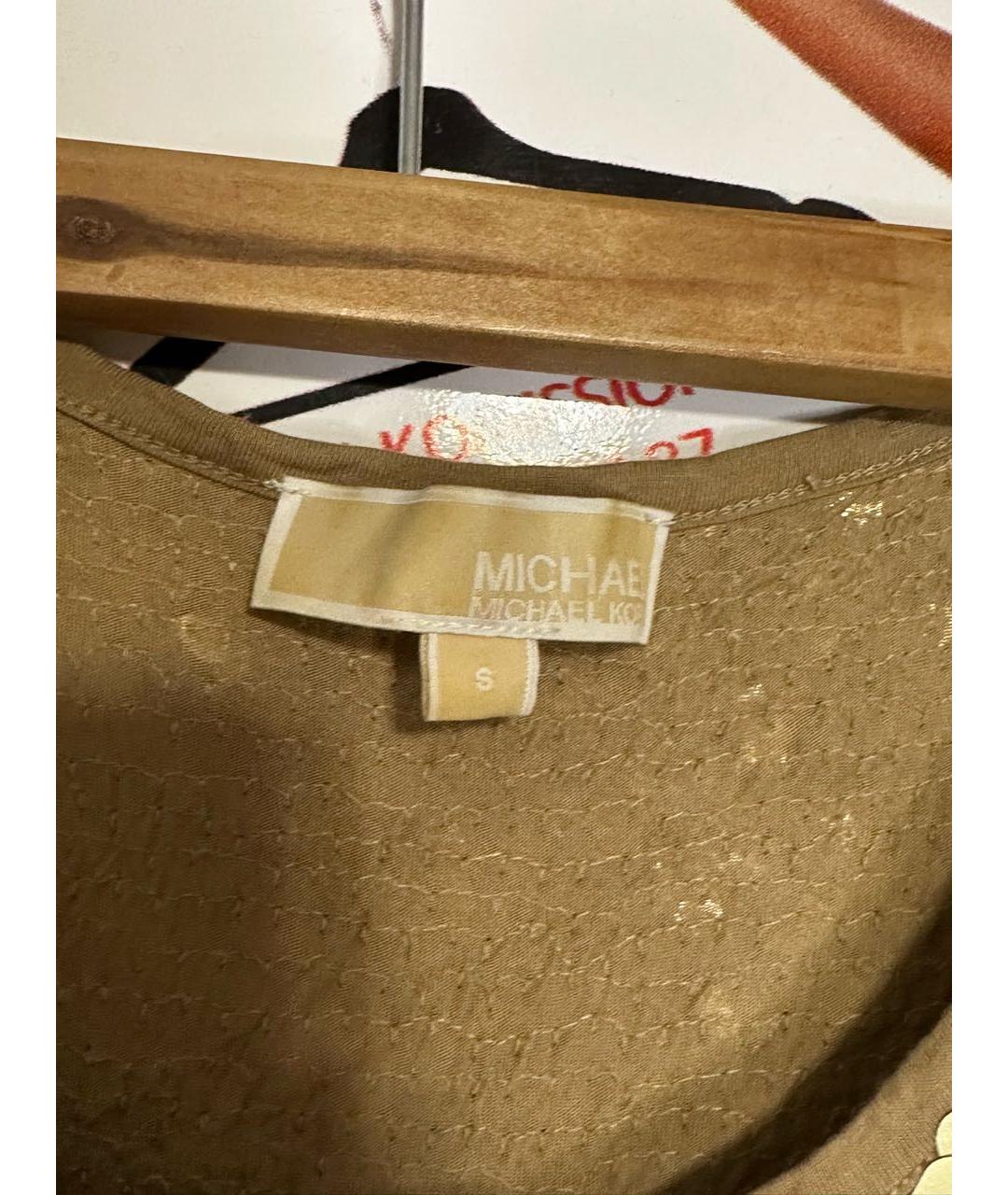 MICHAEL KORS Золотое хлопковое коктейльное платье, фото 3