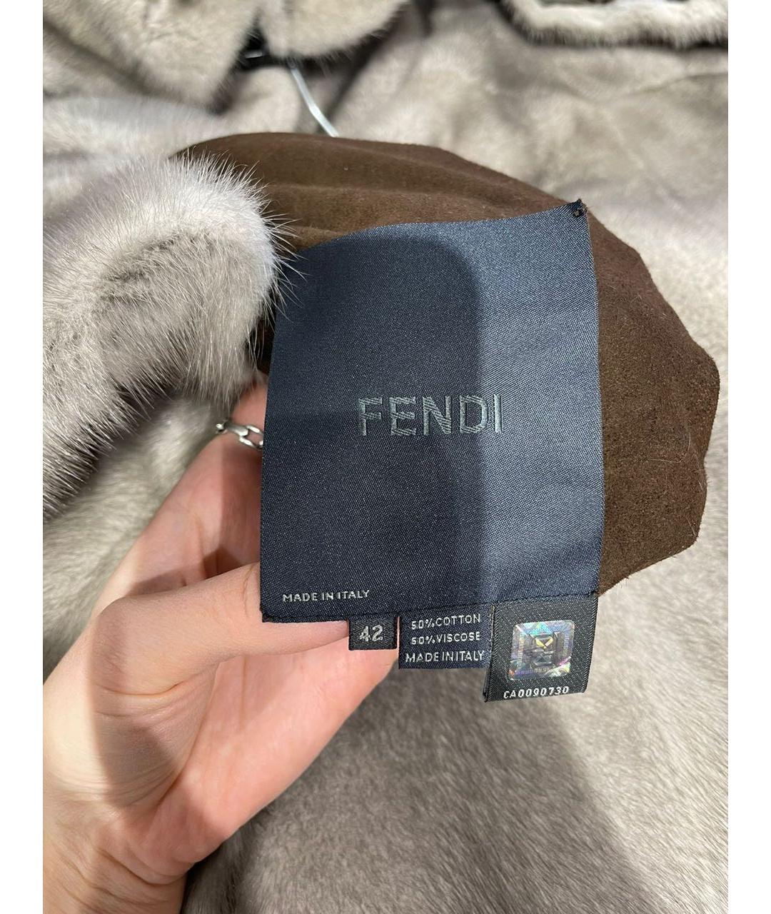 FENDI Серая меховая шуба, фото 7