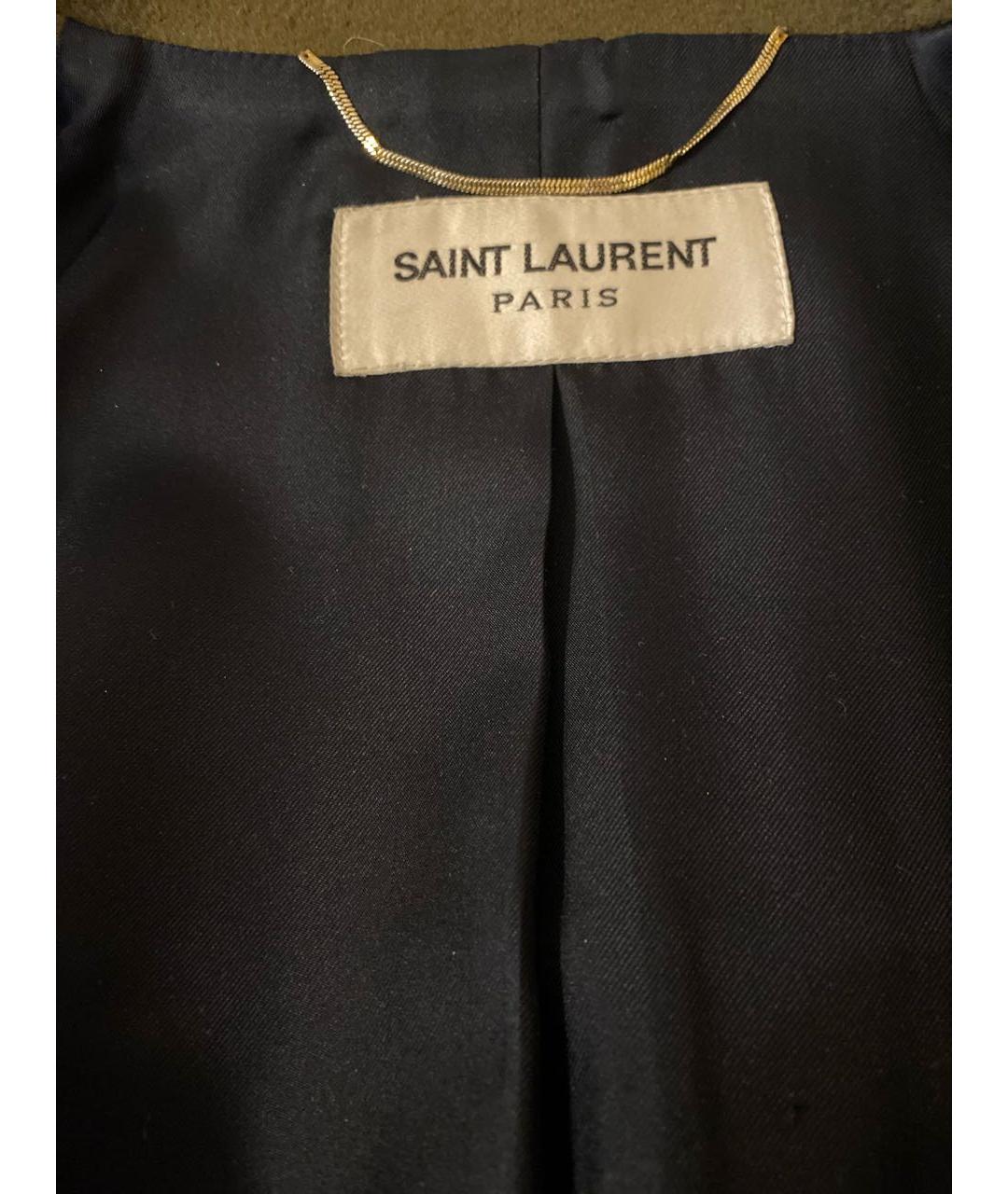 SAINT LAURENT Хаки шерстяное пальто, фото 3