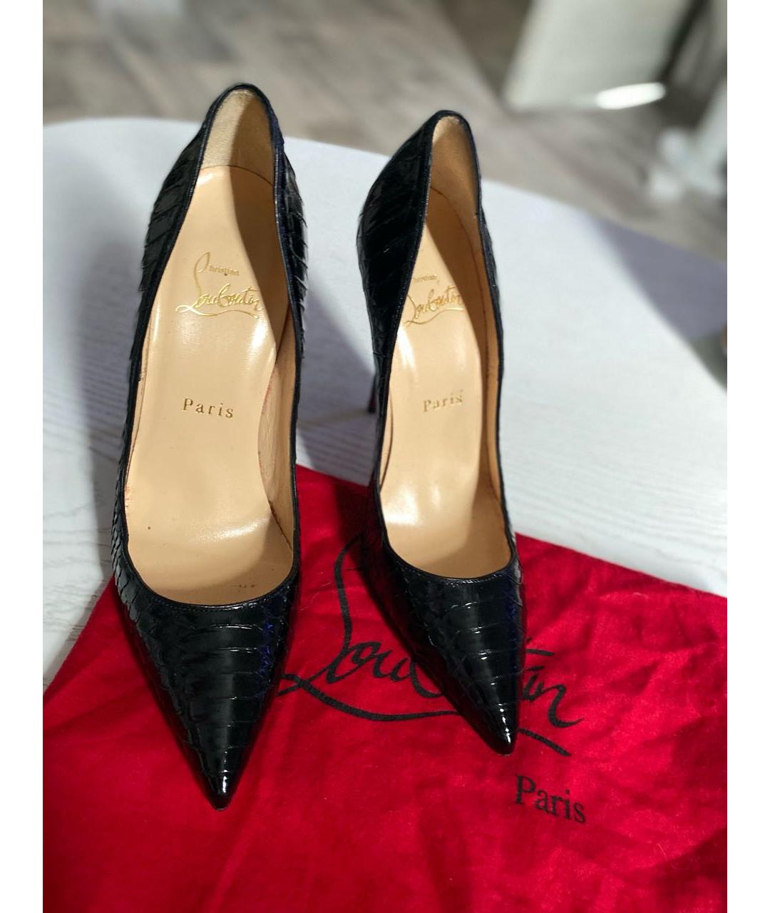 CHRISTIAN LOUBOUTIN Черные туфли из экзотической кожи, фото 2