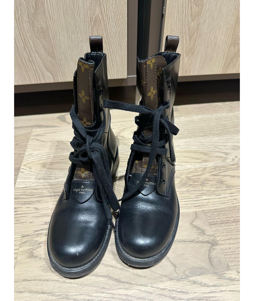 LOUIS VUITTON Черные кожаные ботинки, фото 2