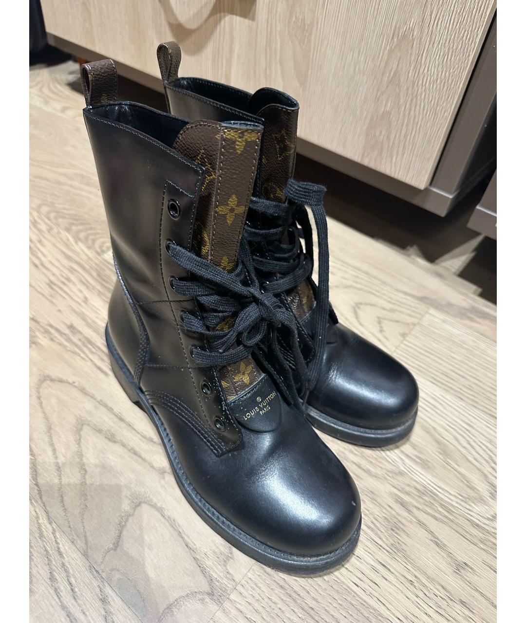 LOUIS VUITTON Черные кожаные ботинки, фото 3