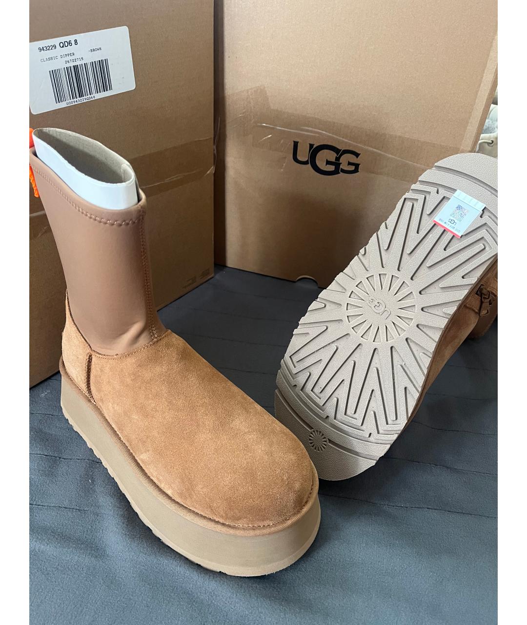 UGG AUSTRALIA Коричневые замшевые сапоги, фото 6