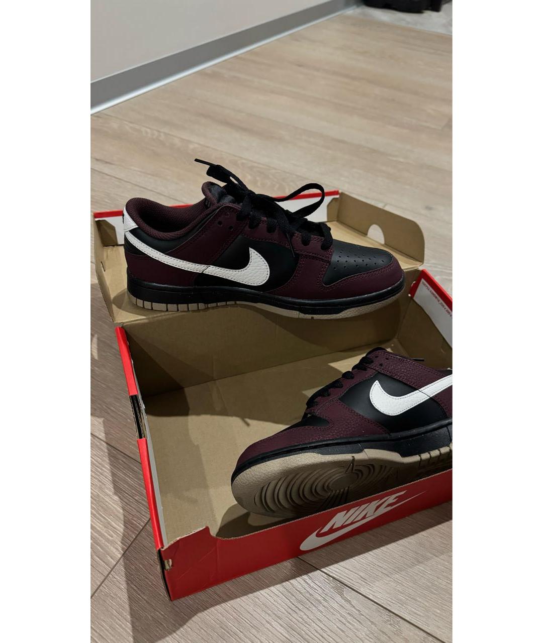 NIKE Бордовые кроссовки из искусственной кожи, фото 4