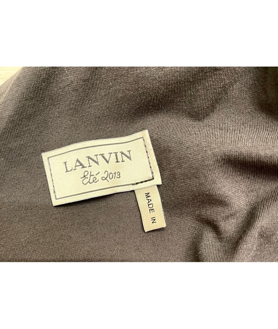 LANVIN Коричневое хлопко-эластановое коктейльное платье, фото 6