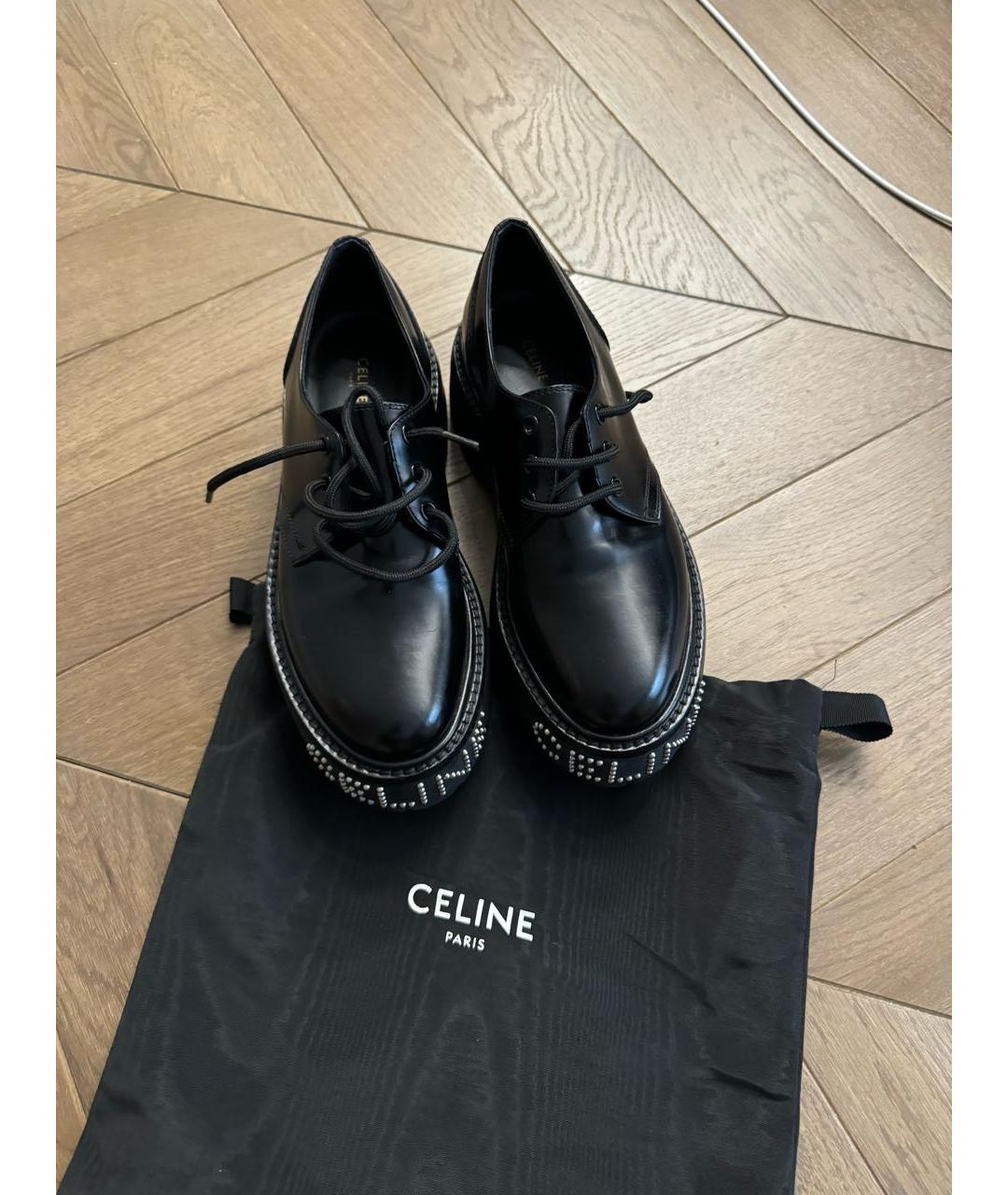 CELINE Черные кожаные брогги и оксфорды, фото 2