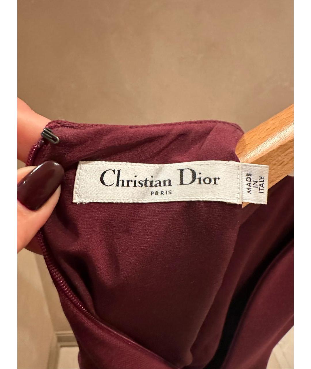 CHRISTIAN DIOR Бордовое шерстяное коктейльное платье, фото 3