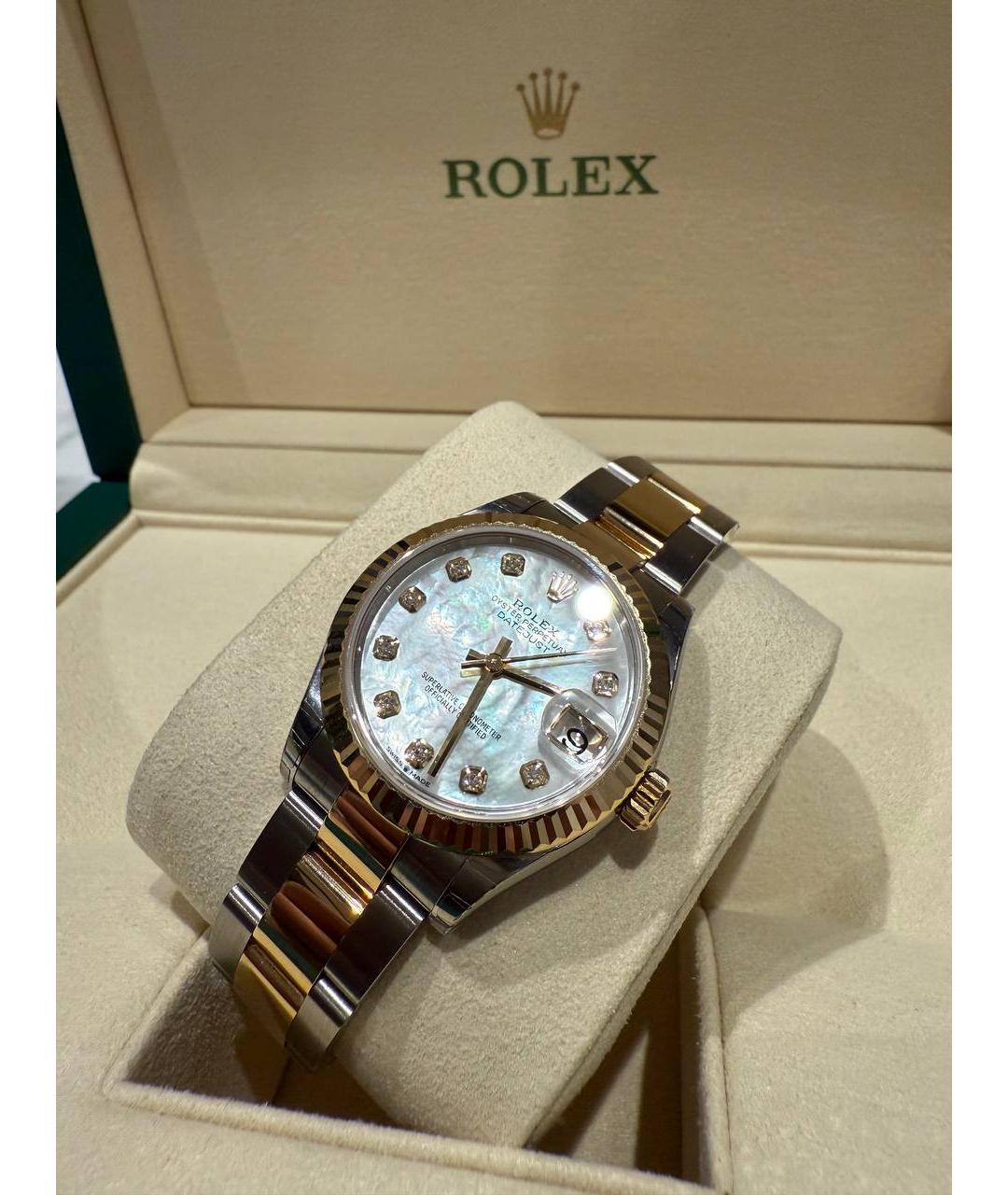 ROLEX Белые часы из желтого золота, фото 2