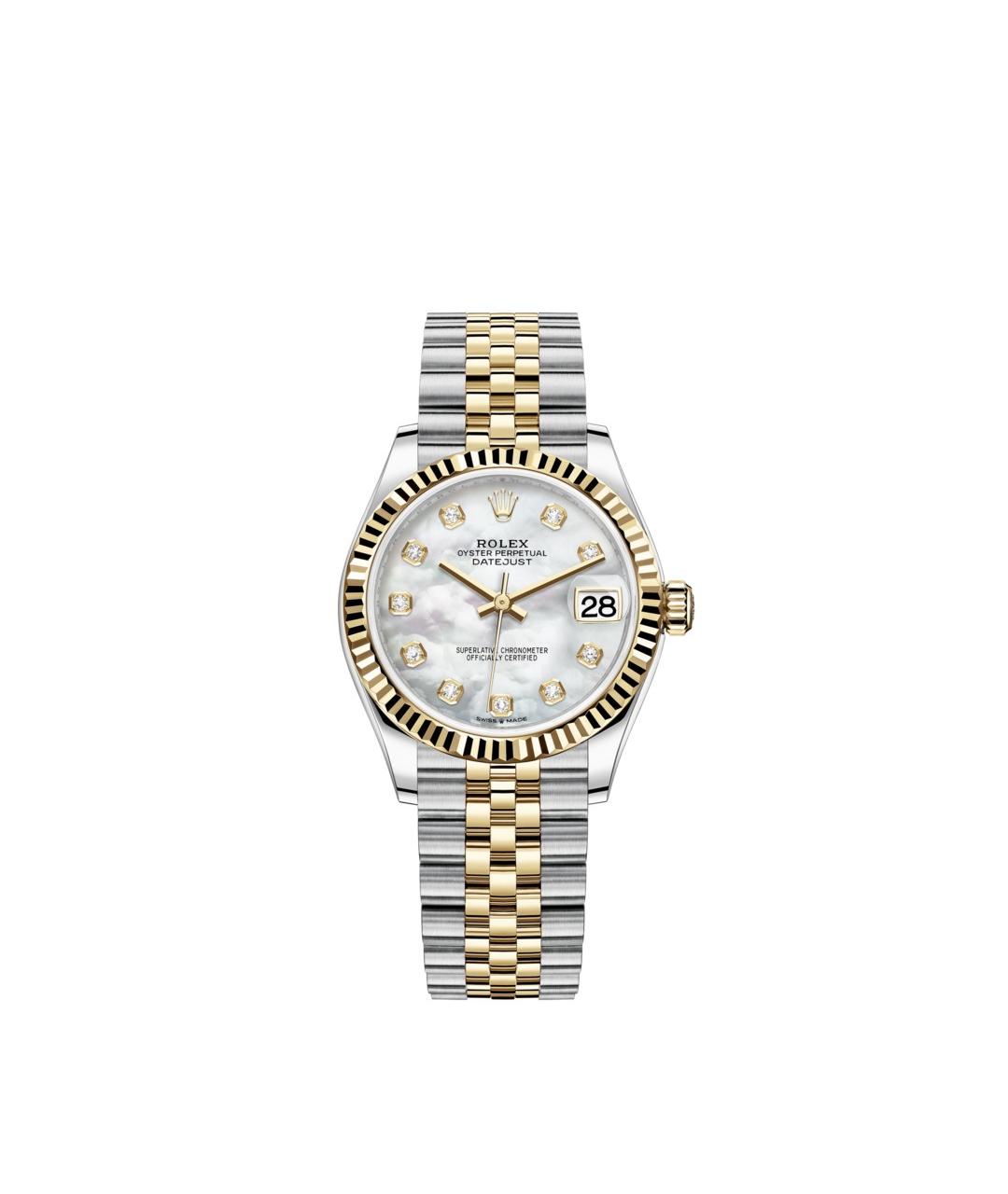 ROLEX Белые часы из желтого золота, фото 1
