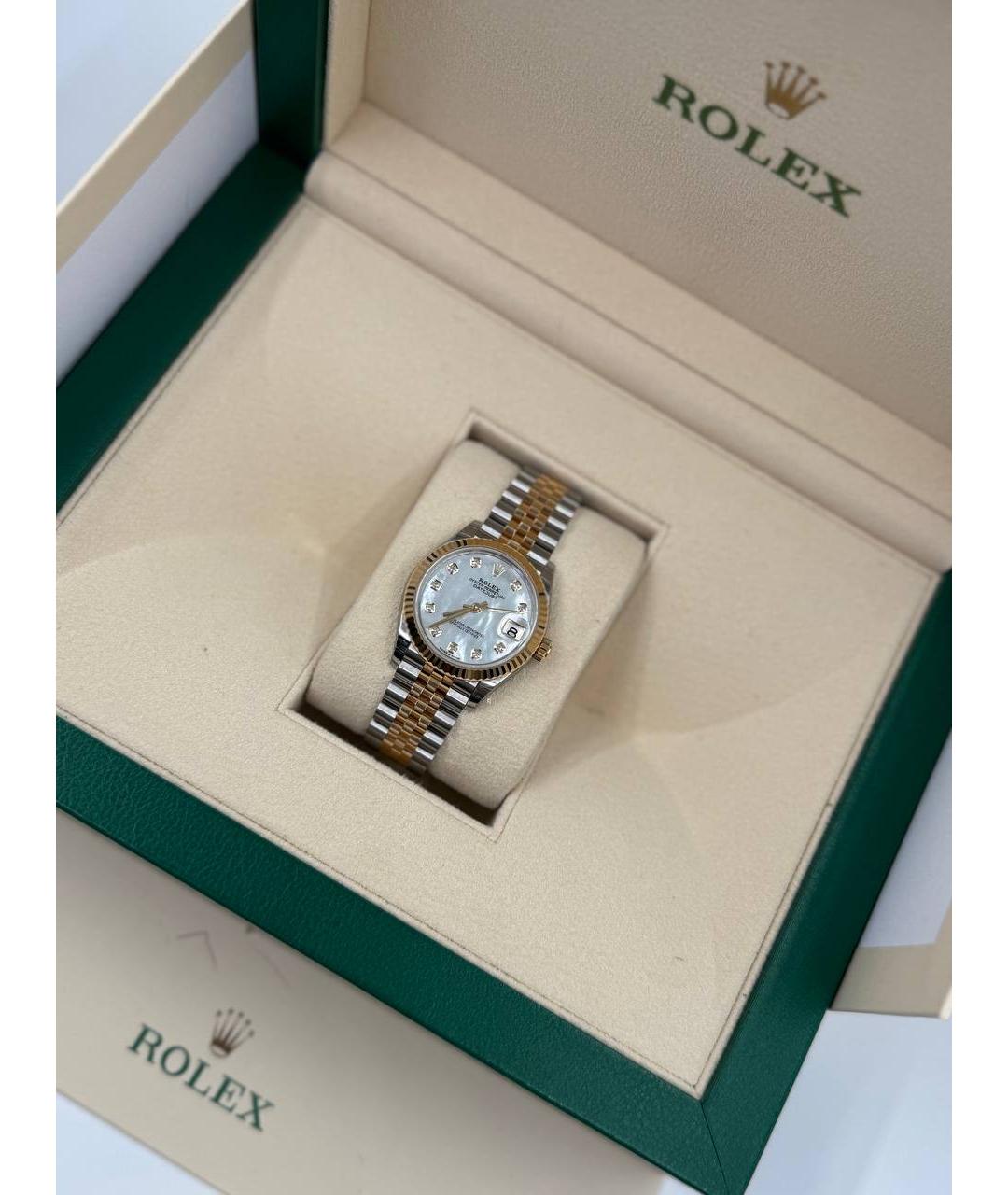 ROLEX Белые часы из желтого золота, фото 2