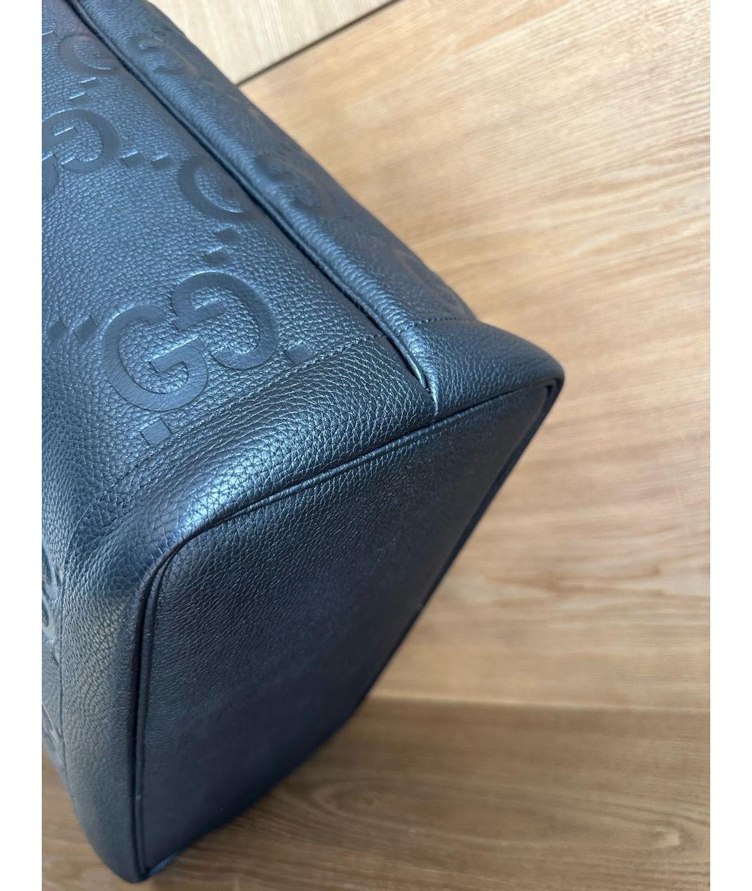 GUCCI Черная кожаная сумка тоут, фото 4