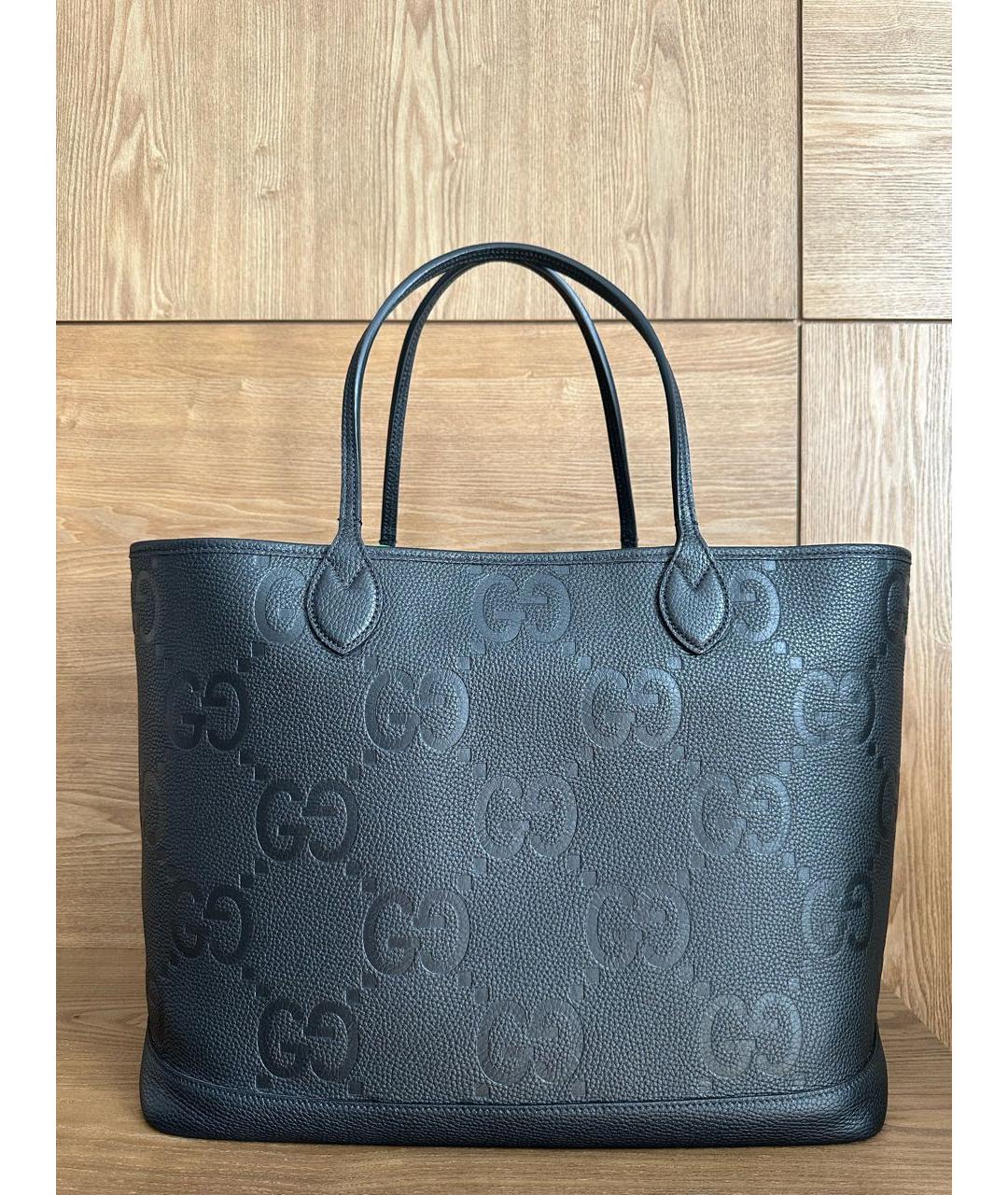 GUCCI Черная кожаная сумка тоут, фото 2