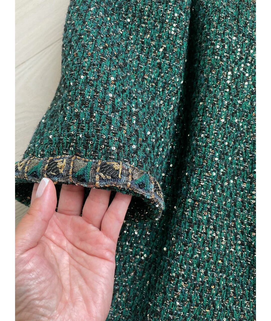 CHANEL Зеленые твидовое пальто, фото 6