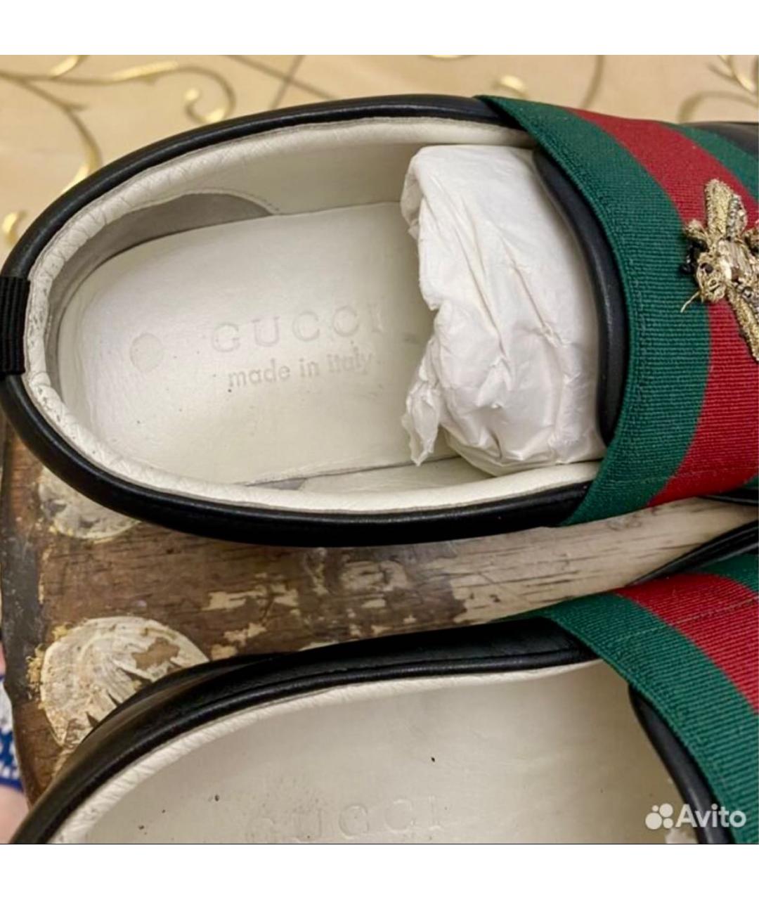 GUCCI Черные кожаные слипоны, фото 3