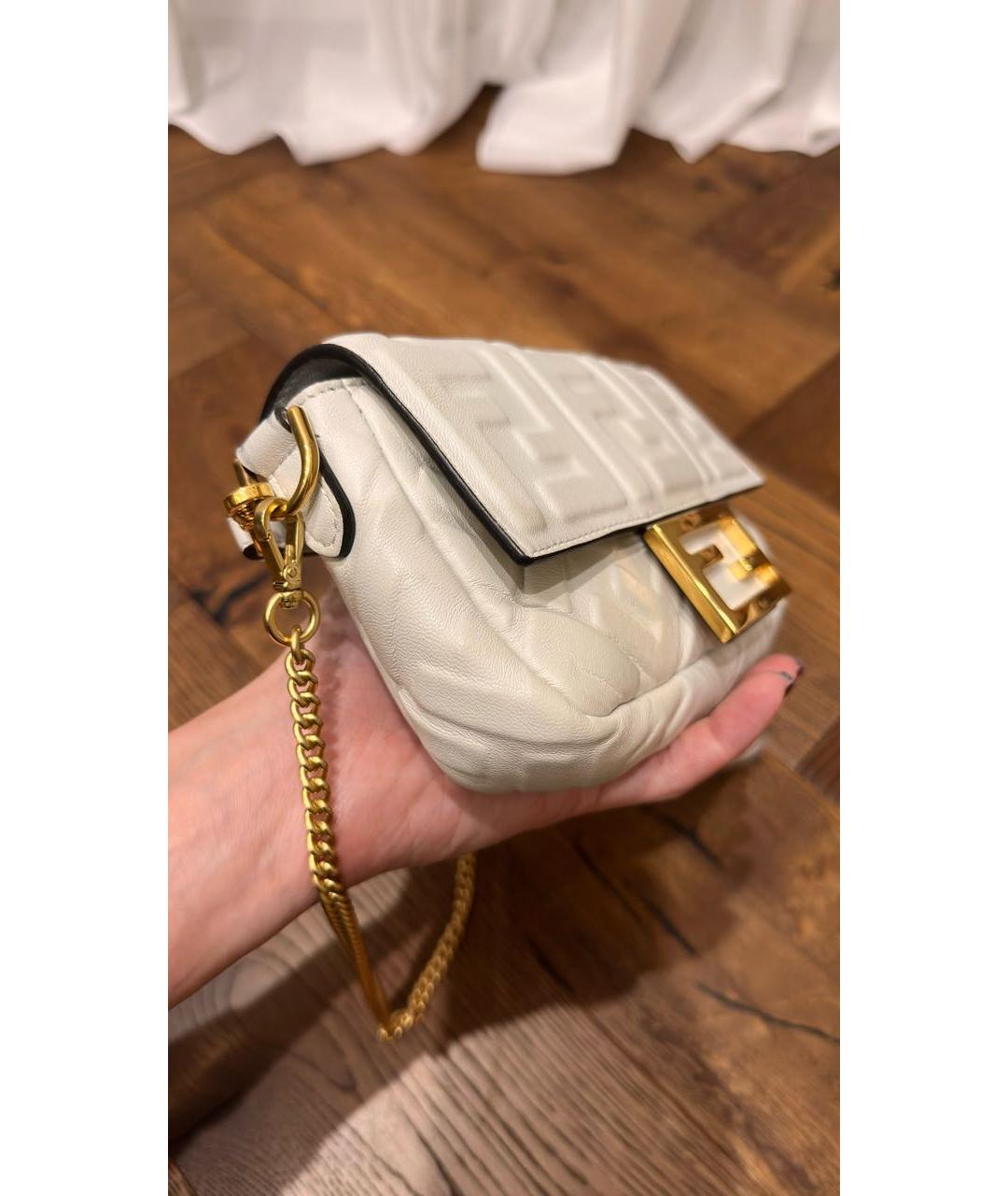 FENDI Белая кожаная сумка через плечо, фото 2