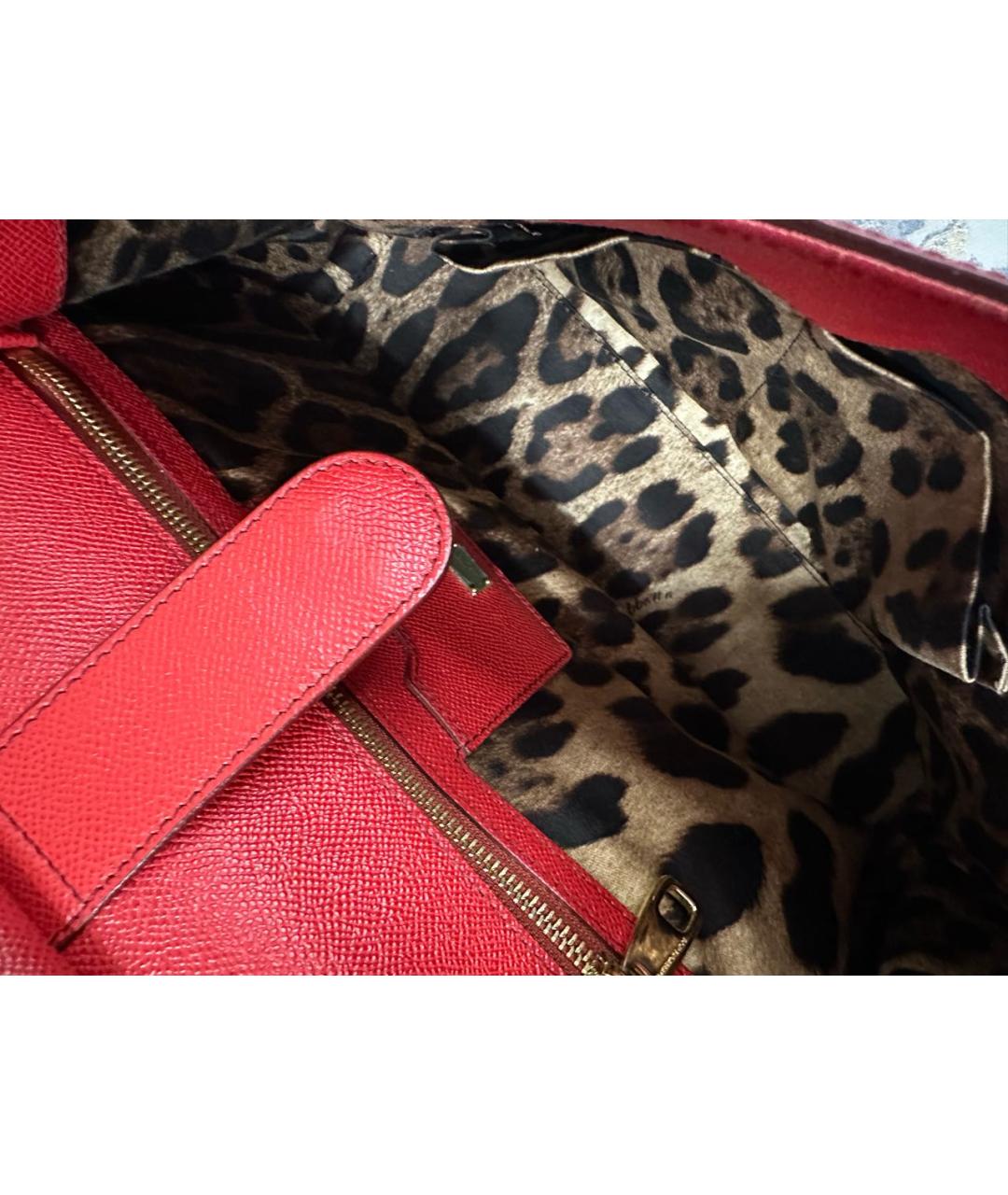 DOLCE&GABBANA Красная кожаная сумка с короткими ручками, фото 6