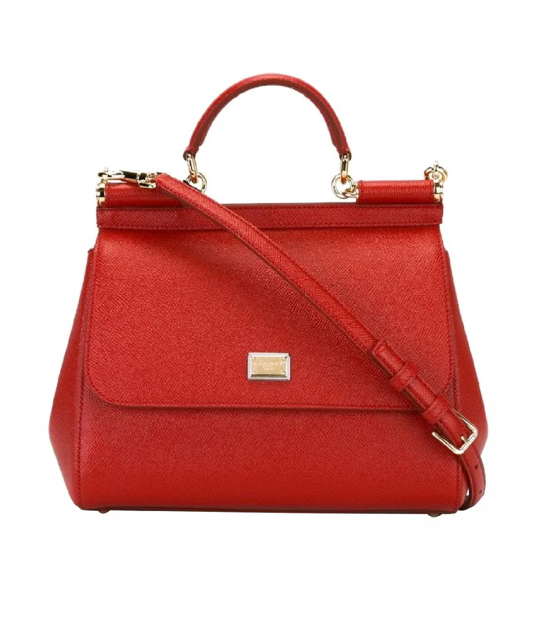 DOLCE&GABBANA Красная кожаная сумка с короткими ручками, фото 1