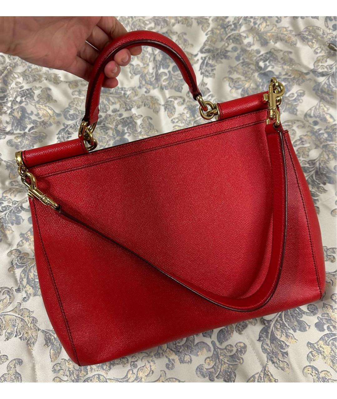 DOLCE&GABBANA Красная кожаная сумка с короткими ручками, фото 3