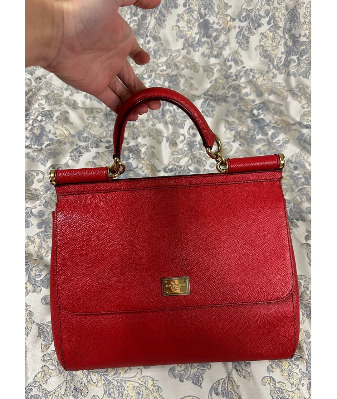 DOLCE&GABBANA Красная кожаная сумка с короткими ручками, фото 9