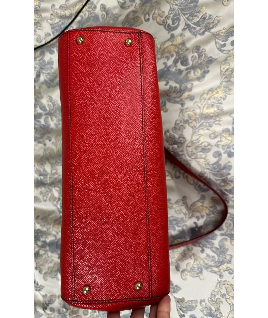 DOLCE&GABBANA Красная кожаная сумка с короткими ручками, фото 5