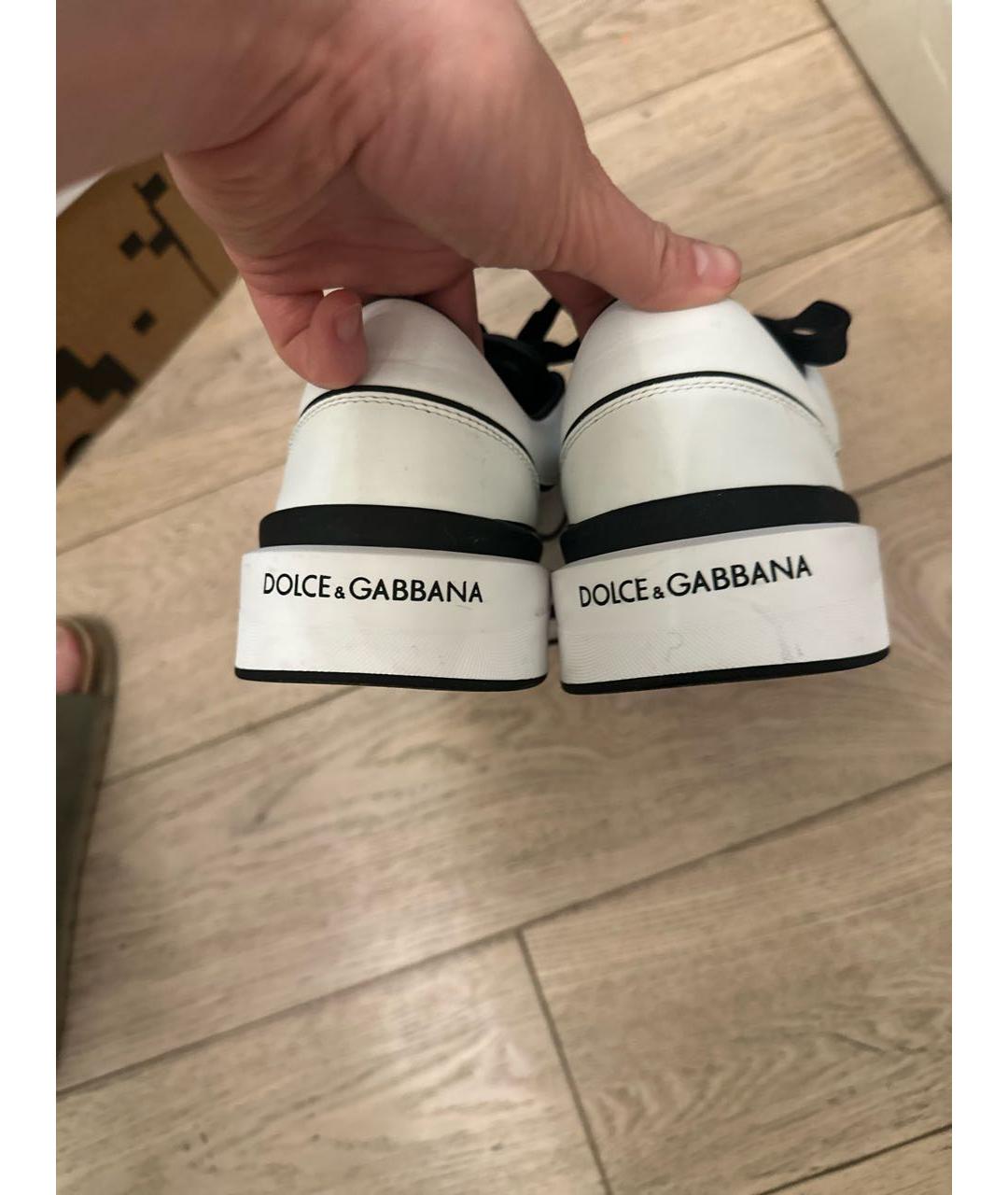 DOLCE&GABBANA Белые кожаные кеды, фото 4