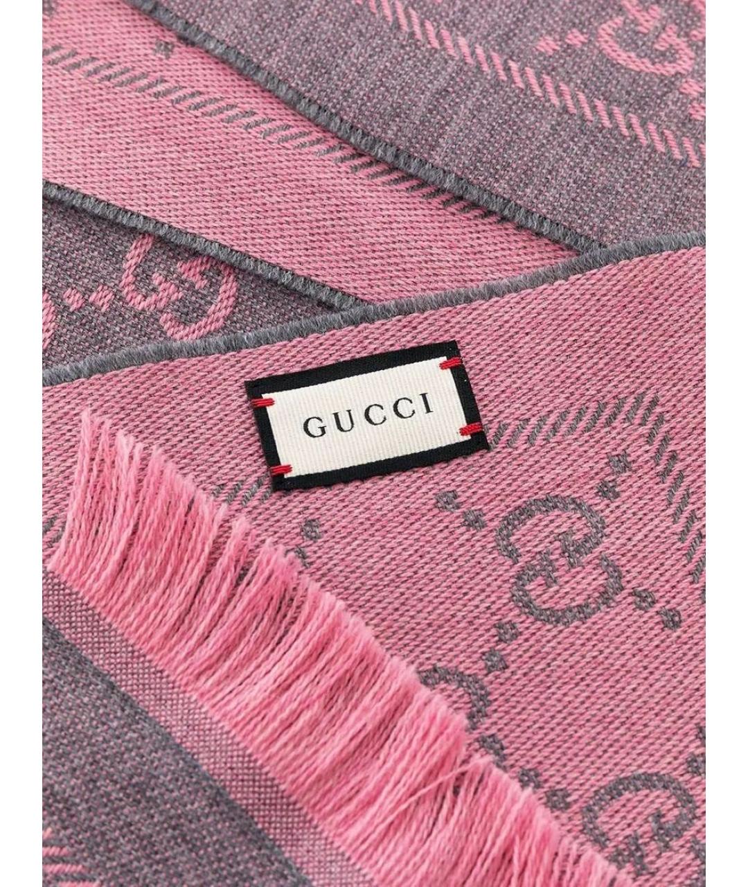 GUCCI Розовый шерстяной шарф, фото 3