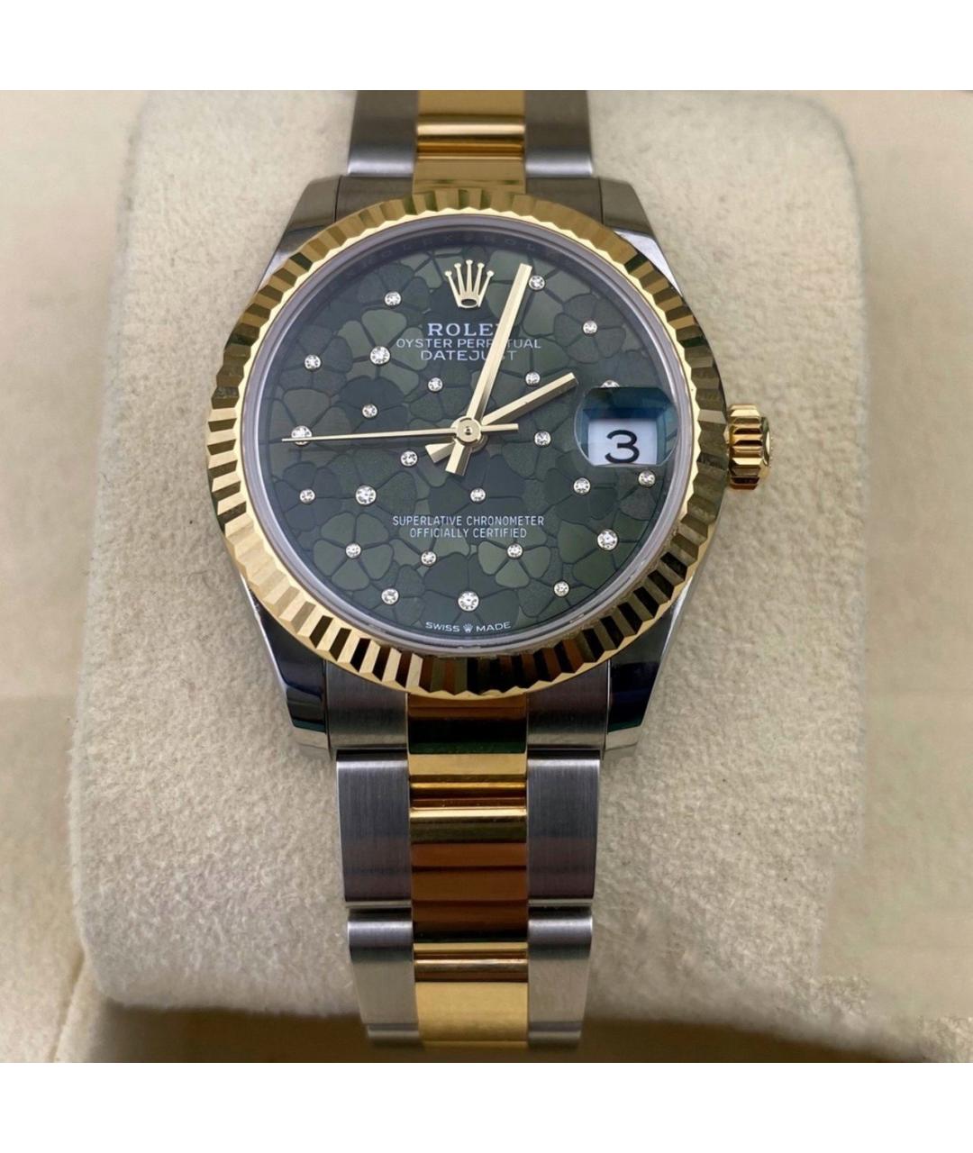 ROLEX Зеленые часы из желтого золота, фото 2
