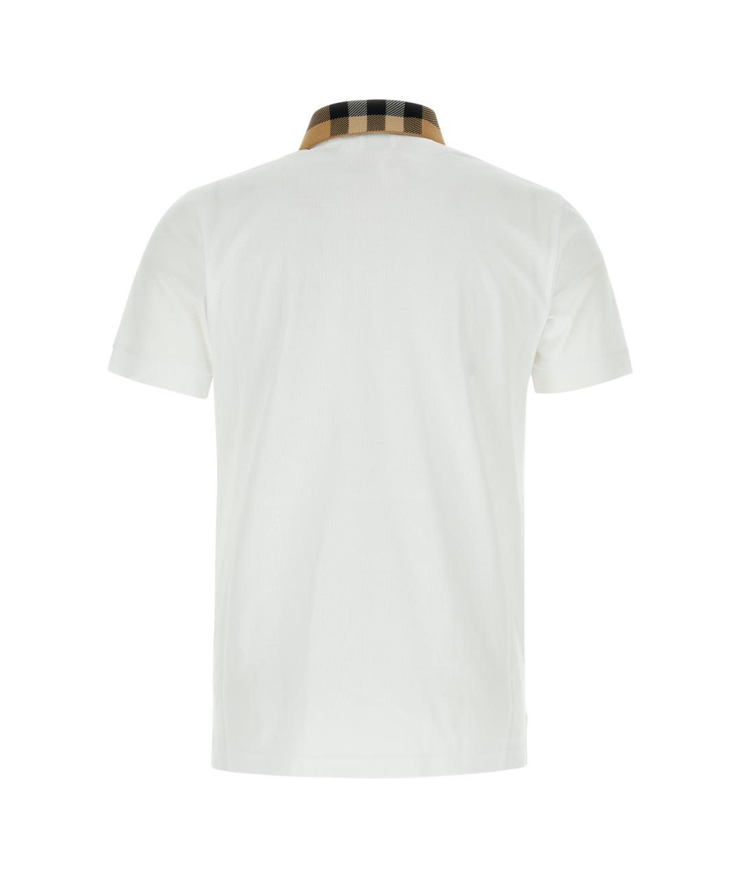 BURBERRY Белое хлопковое поло с коротким рукавом, фото 2