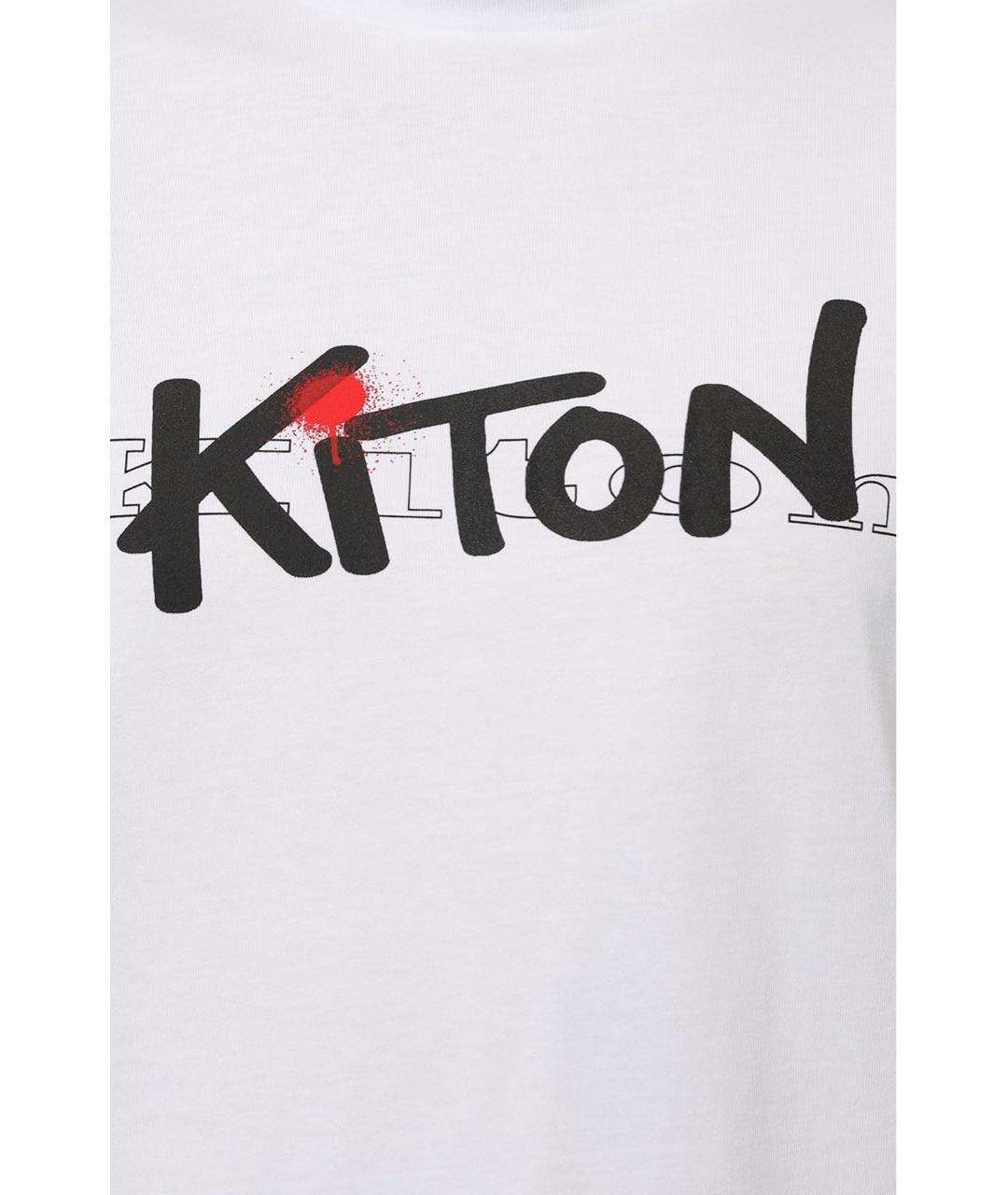 KITON Белая хлопковая футболка, фото 4