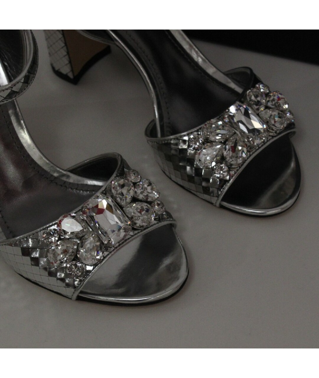 DOLCE&GABBANA Серебряные кожаные босоножки, фото 6